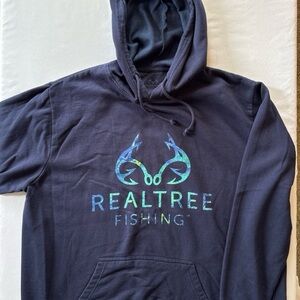 Realtree Navy Blue Hoodie with Iridescent Fishing Logo